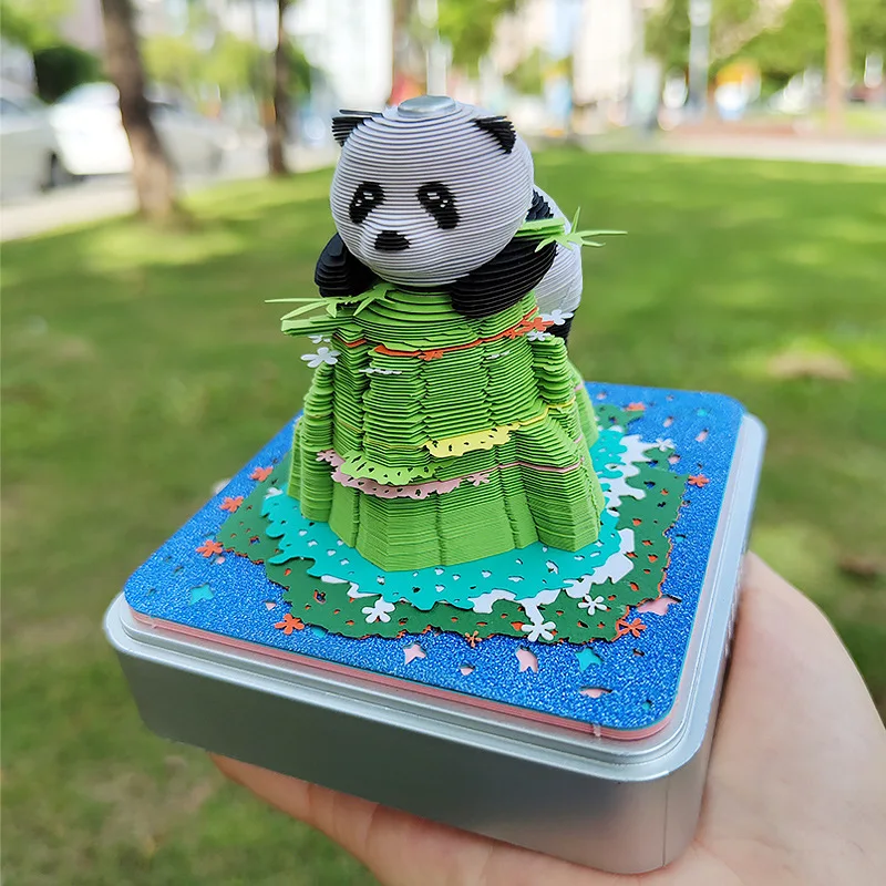 3D Desk Note Memo Pad Time Piece English Calendar 3D Tear Sticky Notes Paper Carving Decoration House