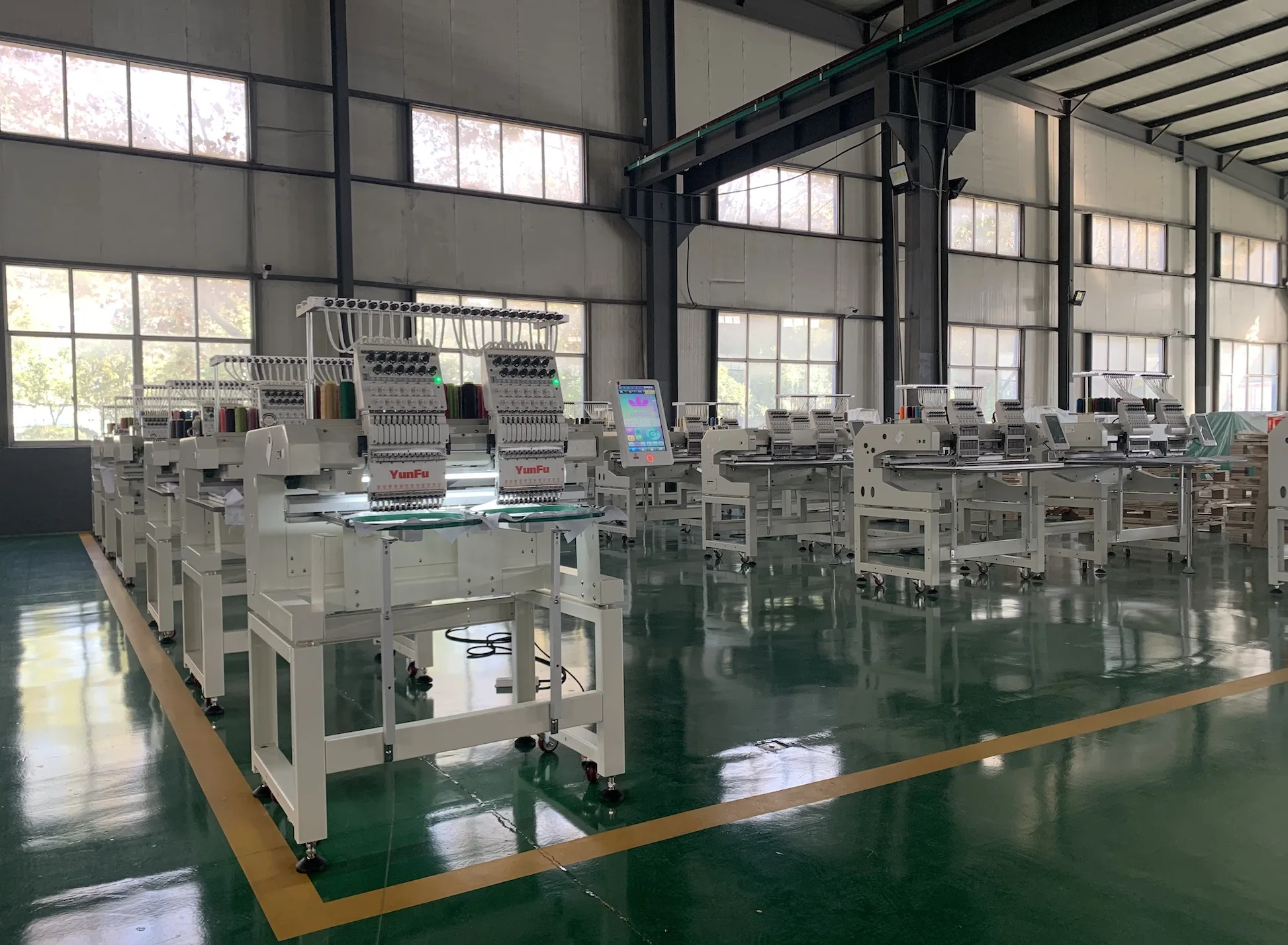 YunFu 2 heads 12 15 needles t shirt embroidery machine hsw janome embroidery sewing machine