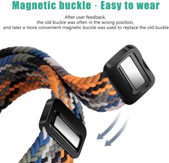 18mm/20mm/22mm Magnetic Nylon Braided Loop Strap For Samsung Galaxy Watch 6/5/4 Classic Elastic Bracelet 42mm 46mm Band Women