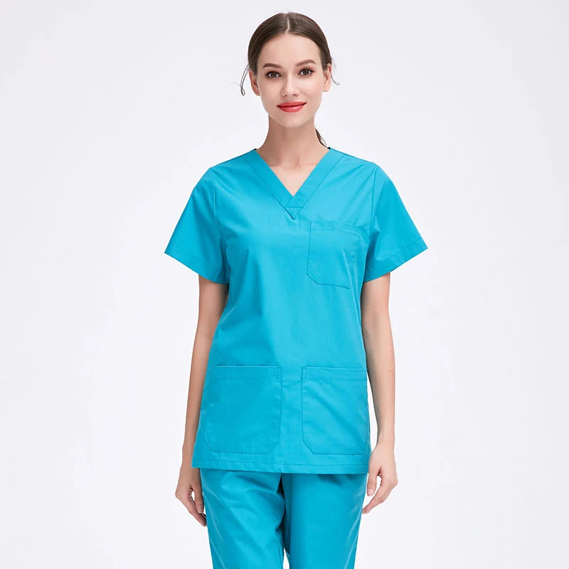 Wholesale Custom logo Fashionable Nursing Ladies Cotton Breathable Scrubs Uniforms Laboratory Pet Shop Nurse Work Wear Uniform
