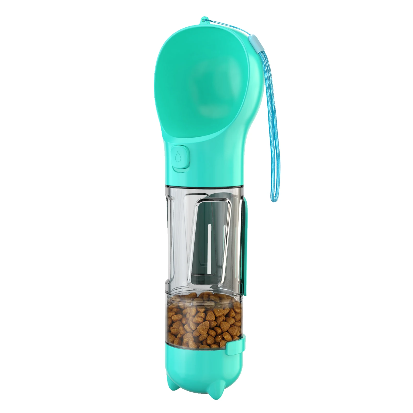 Best Sell Outdoor New Design 4 In 1 Dog Travel Portable Plastic Pet Drink Water Bottle Feeder Dispenser With Poop Bags