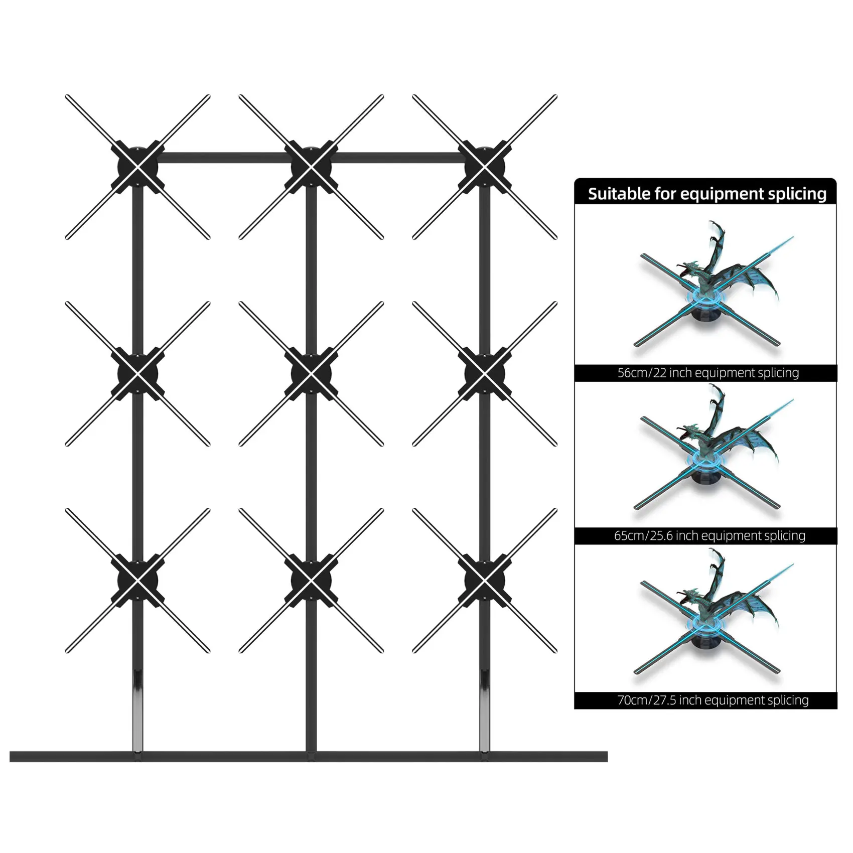 Missyou 3D hologram fan 75cm 3D holographic advertising fan 3X3 splicing auxiliary support Wifi holographic Led fan