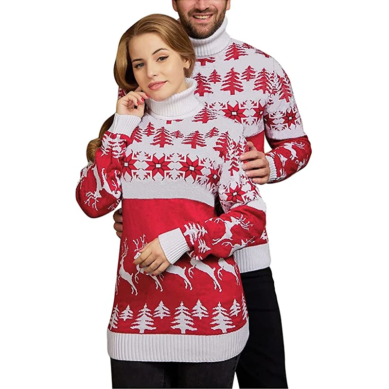 Wholesale Ugly Christmas Oversized Sweater for Couple Graphic Cute Christmas Tree Tops Holiday Vacation Wear