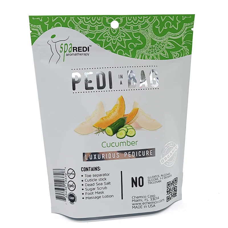 cucumber luxurious pedicure  Foot Scrub Massage Salt  One Side Clear One Side Aluminum Stand Up Zipper Bag