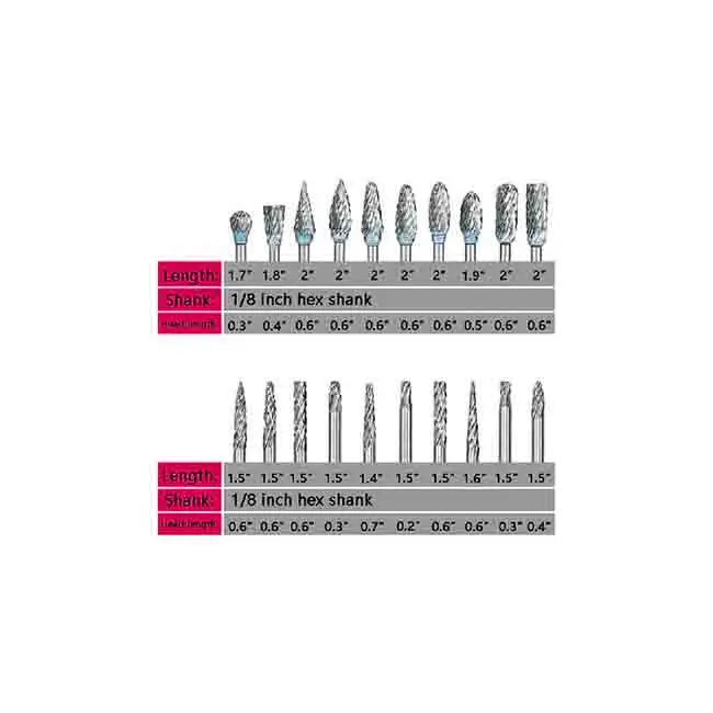 Hot Sale cost-effective High Quality 20pcs Rotary carbide burr Tungsten Set 3x3mm 3x6mm