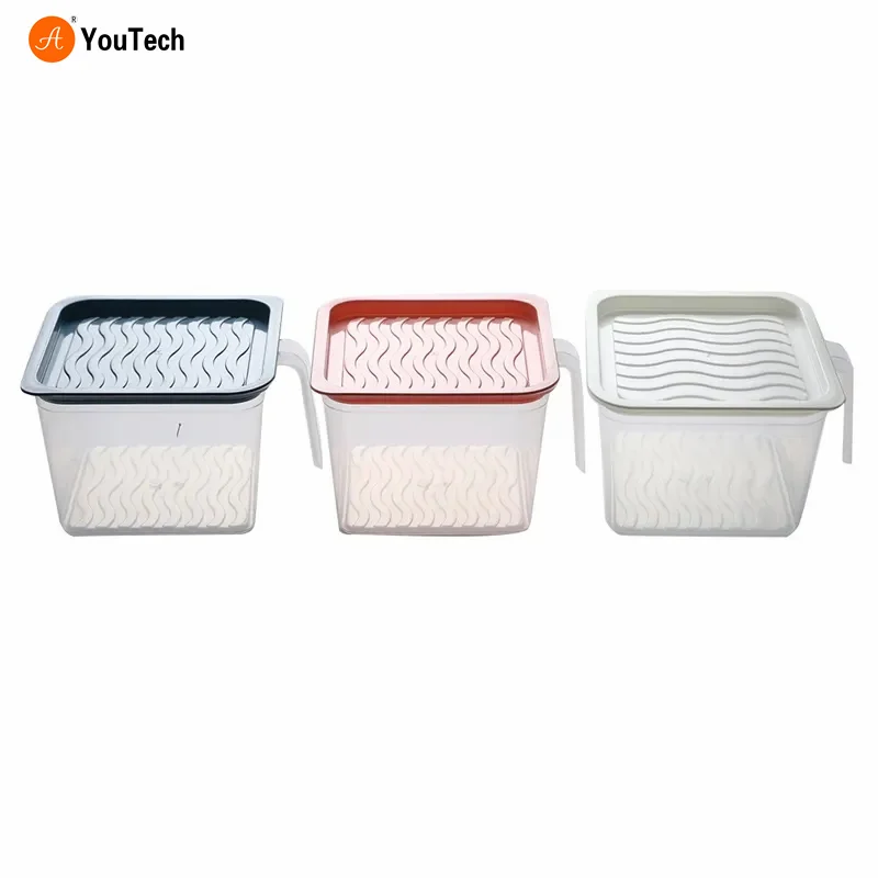 Plastic Refrigerator Organizer Food Storage Container With Lid Handle Fresh-Keeping Box Fridge Reusable Storage For Kitchen Tool