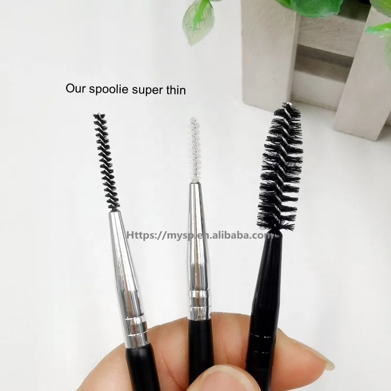 Professional Double End Ultra Thin Angled Flat Eye Brow Brush and Spoolie Brush Super Thin Hair Spoolie Duo Eyebrow Brush