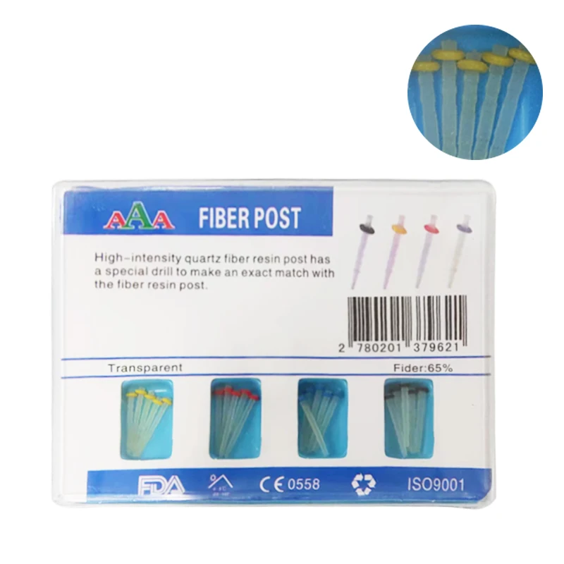 Dental Fiber Post Resin post Screw Thread Quartz & 4-Drills Mixed Size