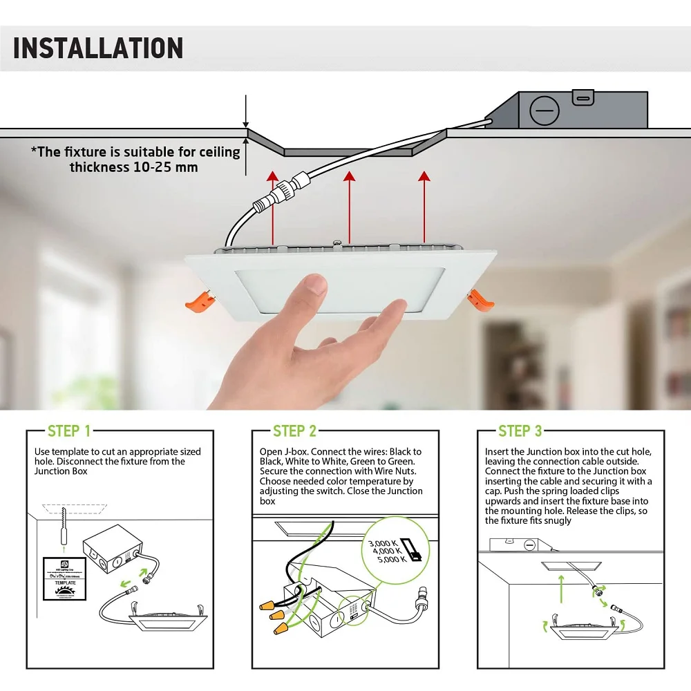 fast shipping ETL recessed led slim square ceiling panel light 4inch 6inch CCT tunable spot light