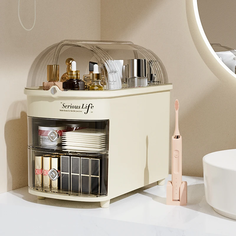 Bathroom Vanity Makeup Organizer Clear Drawer Big Cosmetics Storage Box for Women Plastic Make Up Skincare Display Case