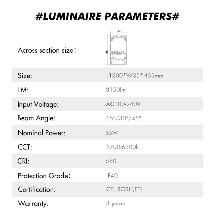 Built-in Power Supply linear pendant light with Anti-glare Reflector Linear Light for Office / Supermarket