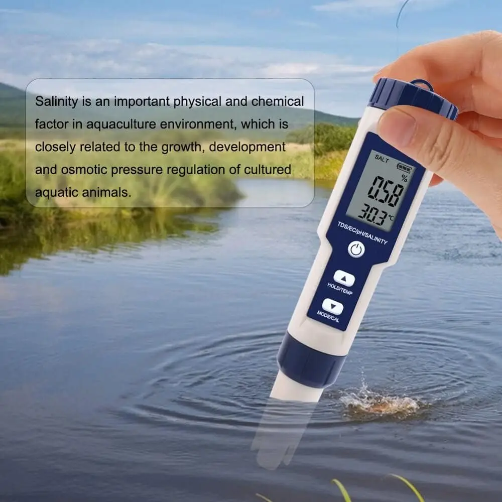 XIUDA 5 in 1 Convenient digital EC TDS PH temperature salinometer  9909 Water purifier drinking tap water quality tester