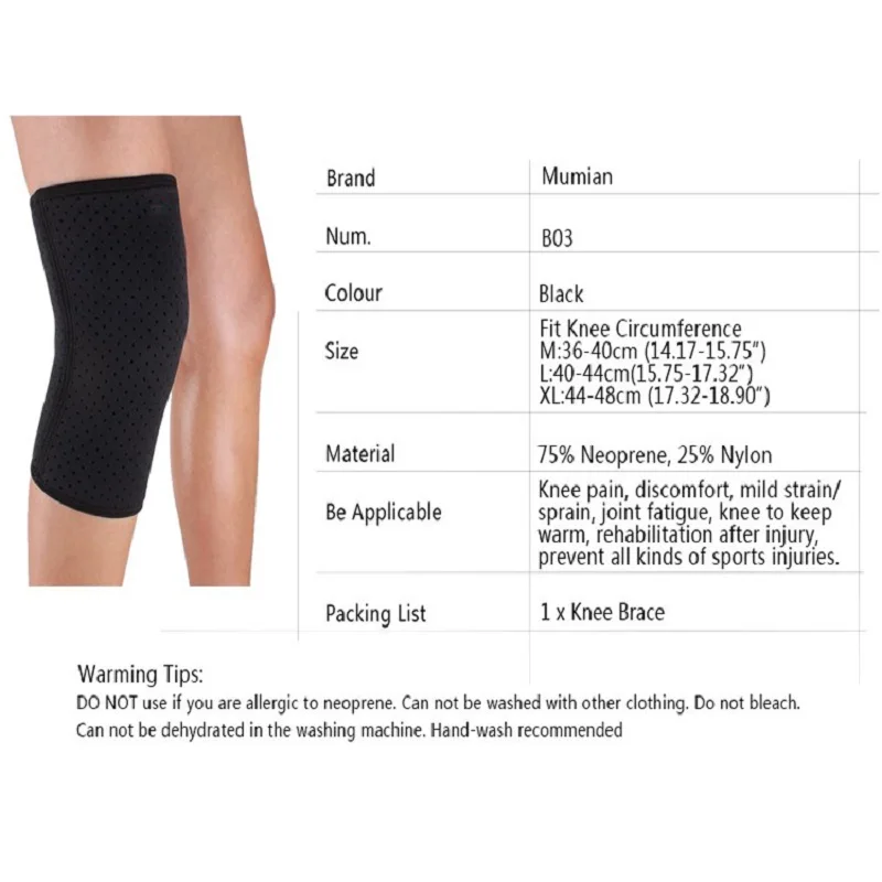 Adjustable Strap Elastic Patella Sports Support Black Neoprene Knee Support