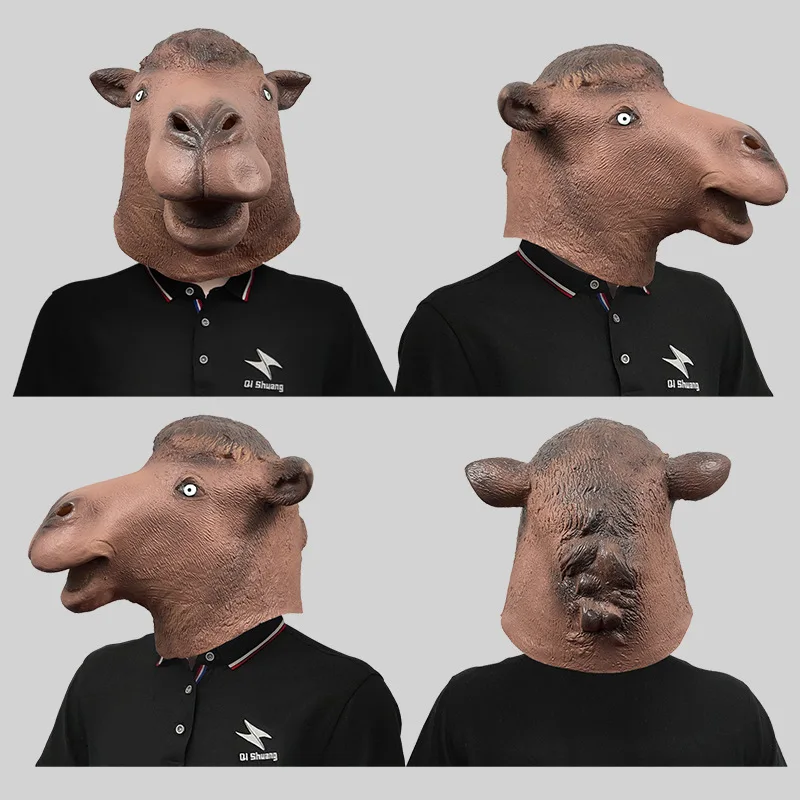 Funny Camel Animal Headgear Mask Masquerade Parody Latex Headwear Halloween Party Performance Props