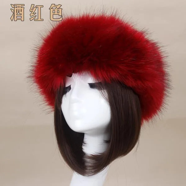 Russian Hot Sale Outdoor Ear Warmer Thick Ski Hat Headband Womens Girl Fluffy Winter Faux fur hats
