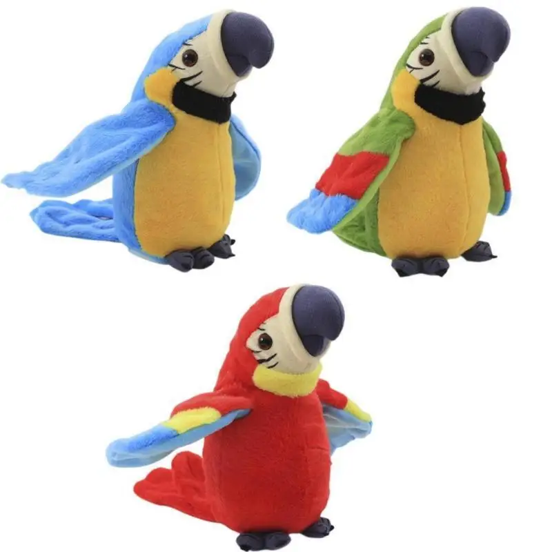 Flapping Wings & Repeat Talking & Singing Electric Stuffed Animals Plush Parrot Toys for Kids