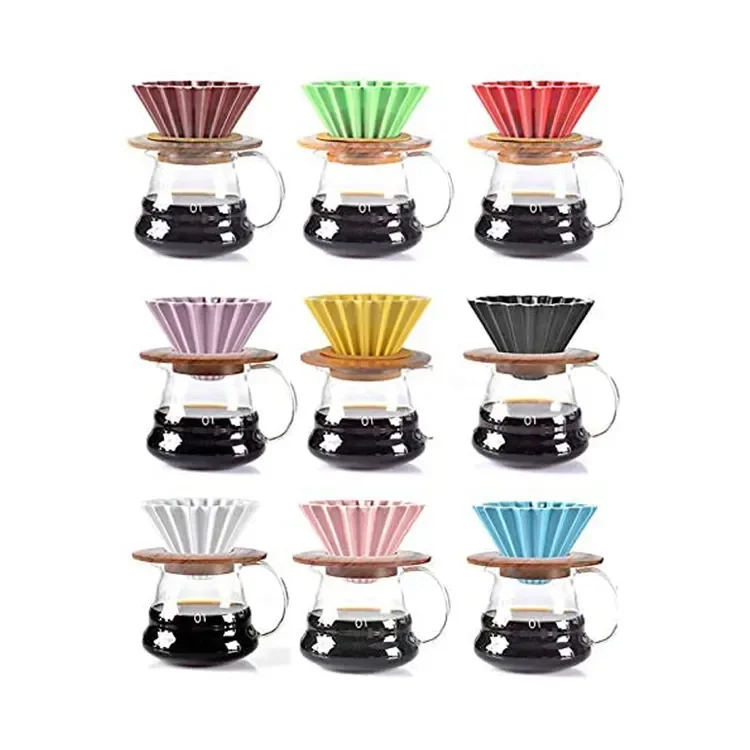NEW Hand Brewed Coffee Filter Cup Cake Shaped Origami Filter Cup Set Drip Type Coffee Hand Brewed Pot Ceramic Filter1-2cup/3-4cu
