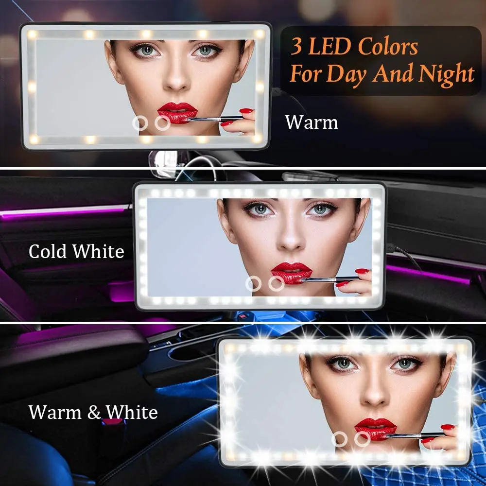 car led makeup mirror USB Interface Rechargeable Visor Light Car LED Vanity Mirror makeup Mirror