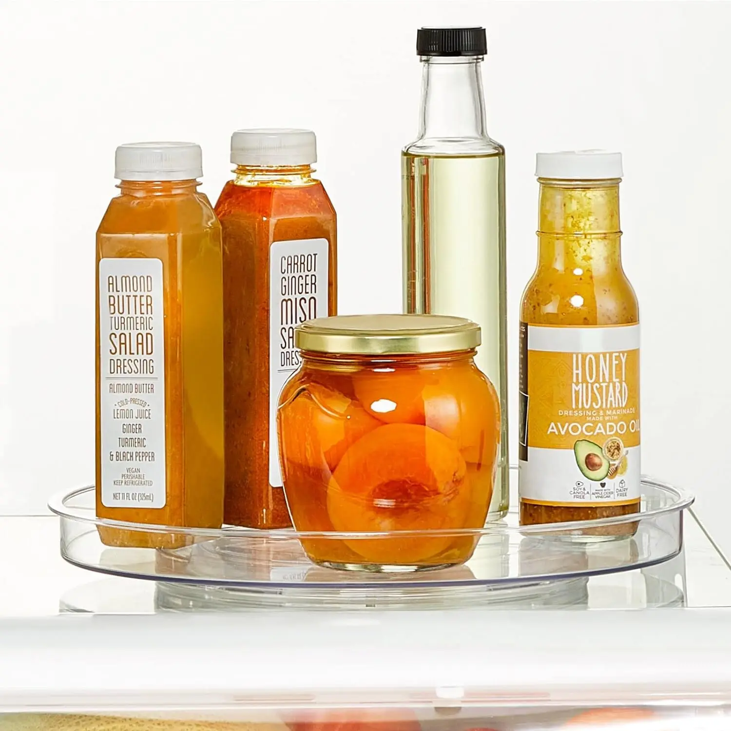 Round PET Plastic Lazy Susan Multifunction Turntable for Pantry Countertop Table Fridge Spice Rack Storage Container Bins