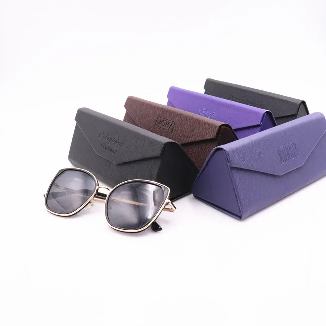 Unisex wholesale microfiber cloth hard sliding box custom logo leather sunglasses case PU slide folding Sunglasses Case