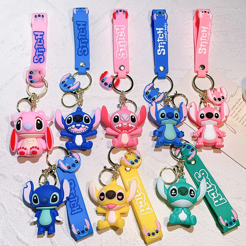 2024 3d Pvc Cute Anime Kawaii Keychain Cartoon Key Chain Cartoon PVC Pendant Lilo and stitch Keychain For Backpack decoration