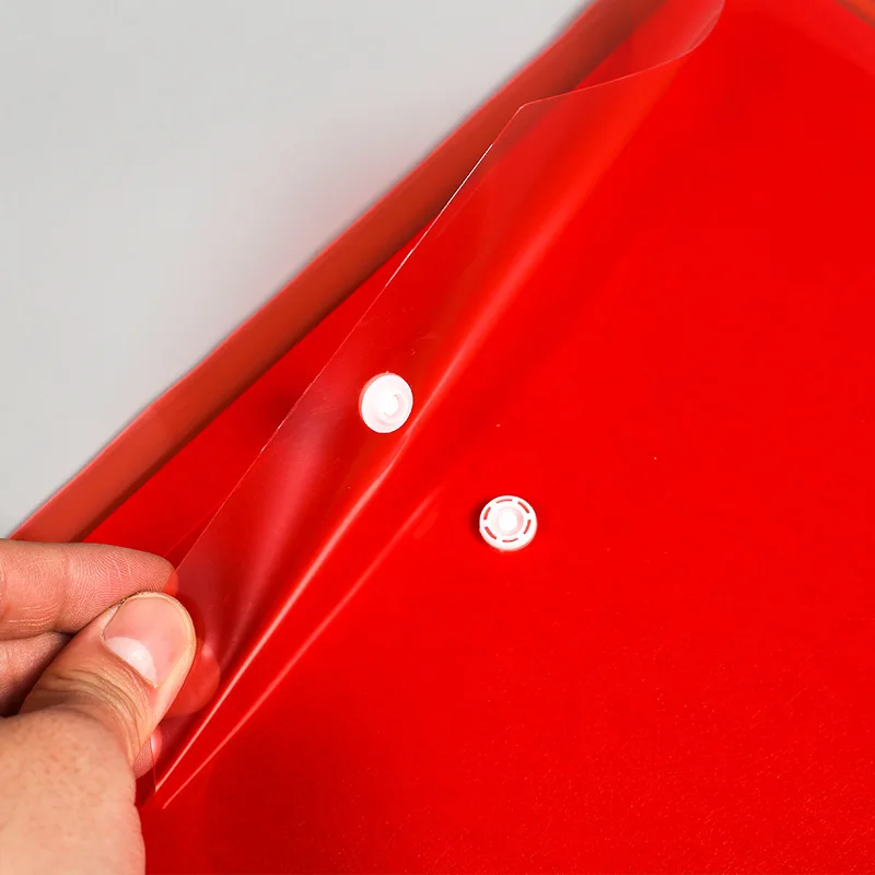 Colorful Business Adhesive Button A4 Size Plastic File Folder Magic Tape Clear Envelope Pp