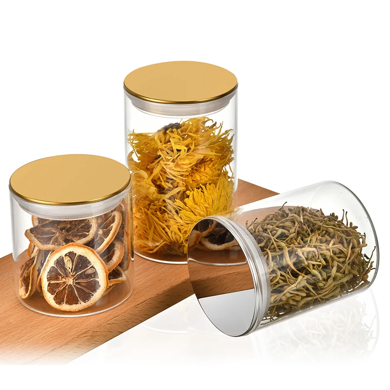 Hot Sale Cute Decorate Glass Storage Jar Small Kitchen Containers Storage Glass Test Tube With Sealed Flat Metal Lid