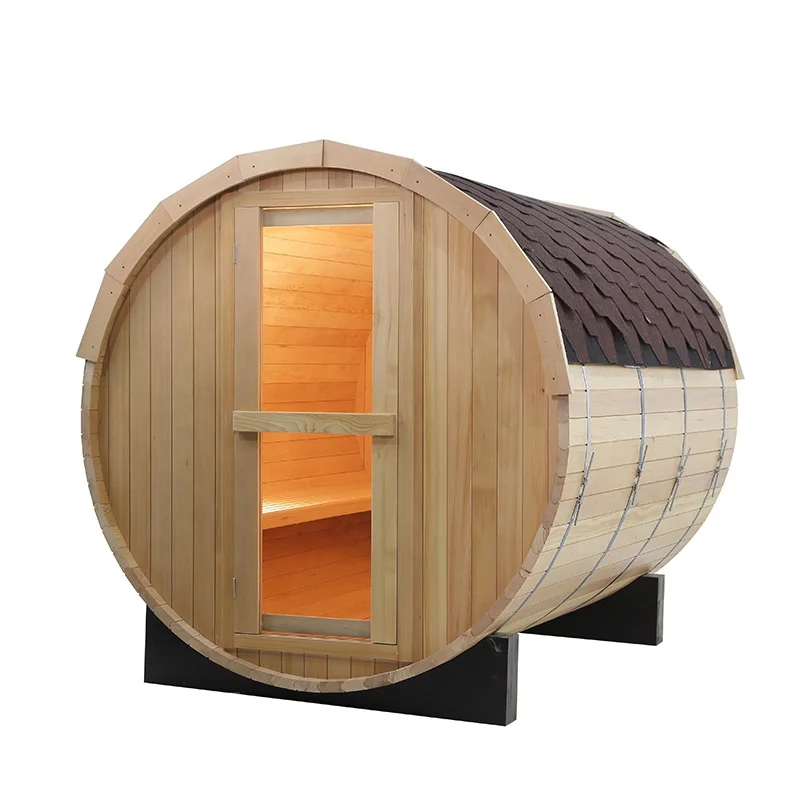 2024 hot selling hemlock / cedar outdoor steam barrel sauna room traditional sauna with heater accessories 4-5 people