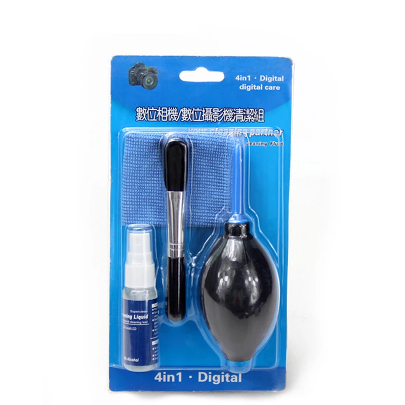 4 in 1 DSLR Camera Cleaning Kit: Power air blower,  brush,liquid cleaning, cleaning cloth for camera lens,computer.