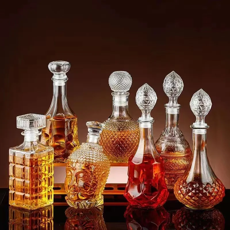 Good selling 200ml 375ml 500ml 750ml 1000ml transparent round empty flint glass liquor wine Whisky Vodka tequila bottle