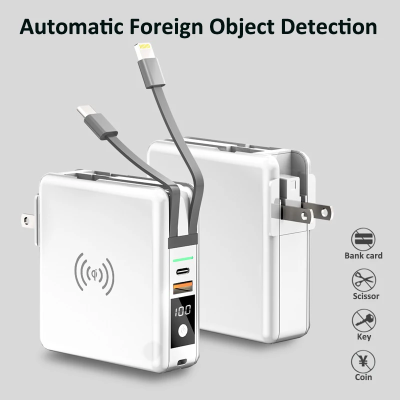 New Generation Kp-super6 Travel Charger Power Bank PD Wireless 10000mah CE ROHS FCC,CE ROHS FCC USB Type C,AC 8000mah 5V 3A 258g