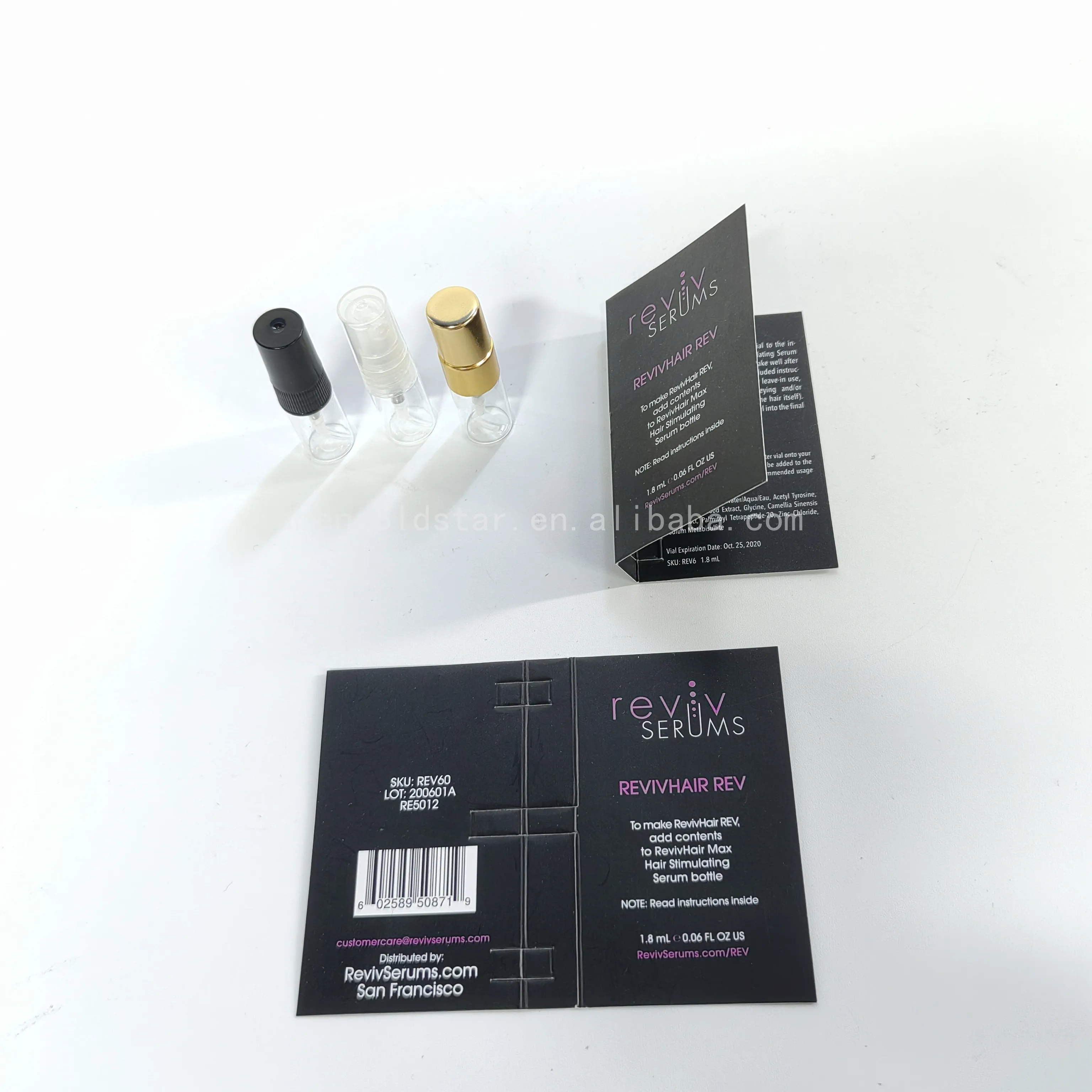 Perfume cosmetics sample packaging folding card 2ml 5ml holding card customized printing vial card