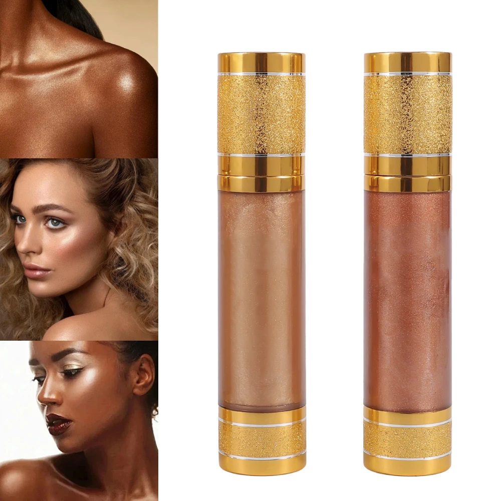 Custom Logo Organic Waterproof Vegan Luxury Glitter Liquid Body Face Highlighter Oil Long Lasting Body Shimmer Oil