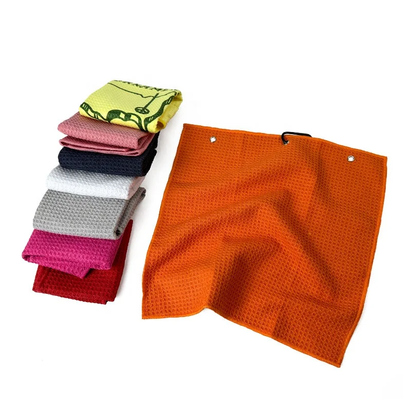 Golf towel Waffle Sporting goods Wipe clubs wipe sweat absorbent Clean towel with hook