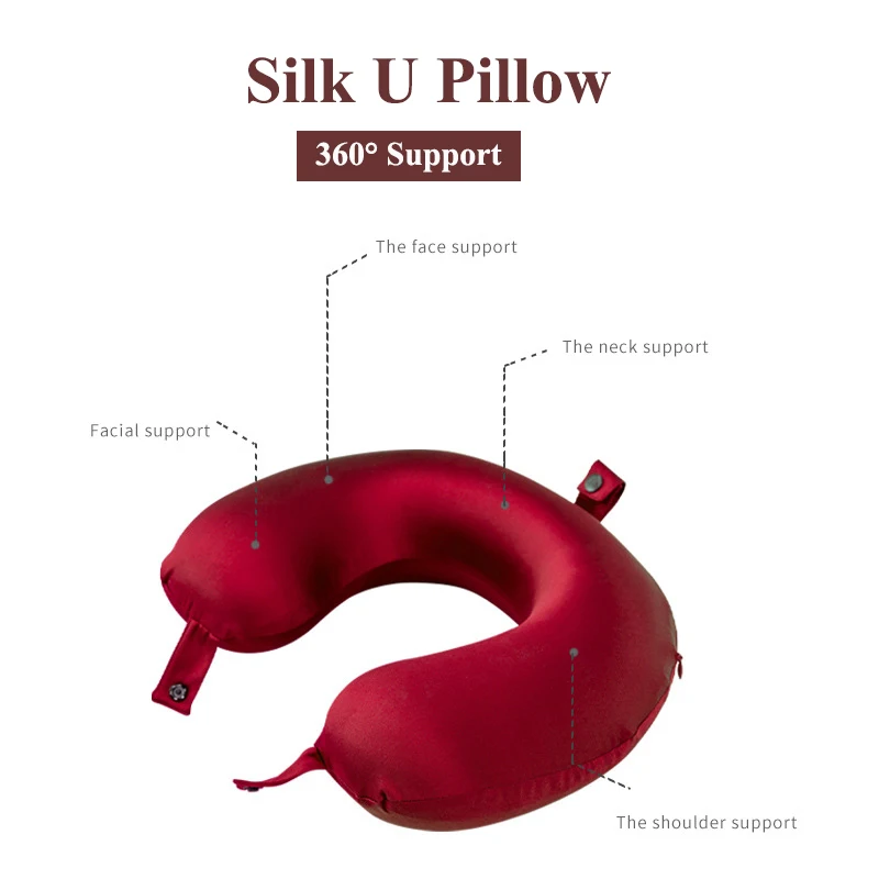 Fast ship Mulberry silk eye mask with silk U Shape Memory Foam neck pillow in bag  3pc silk travel set