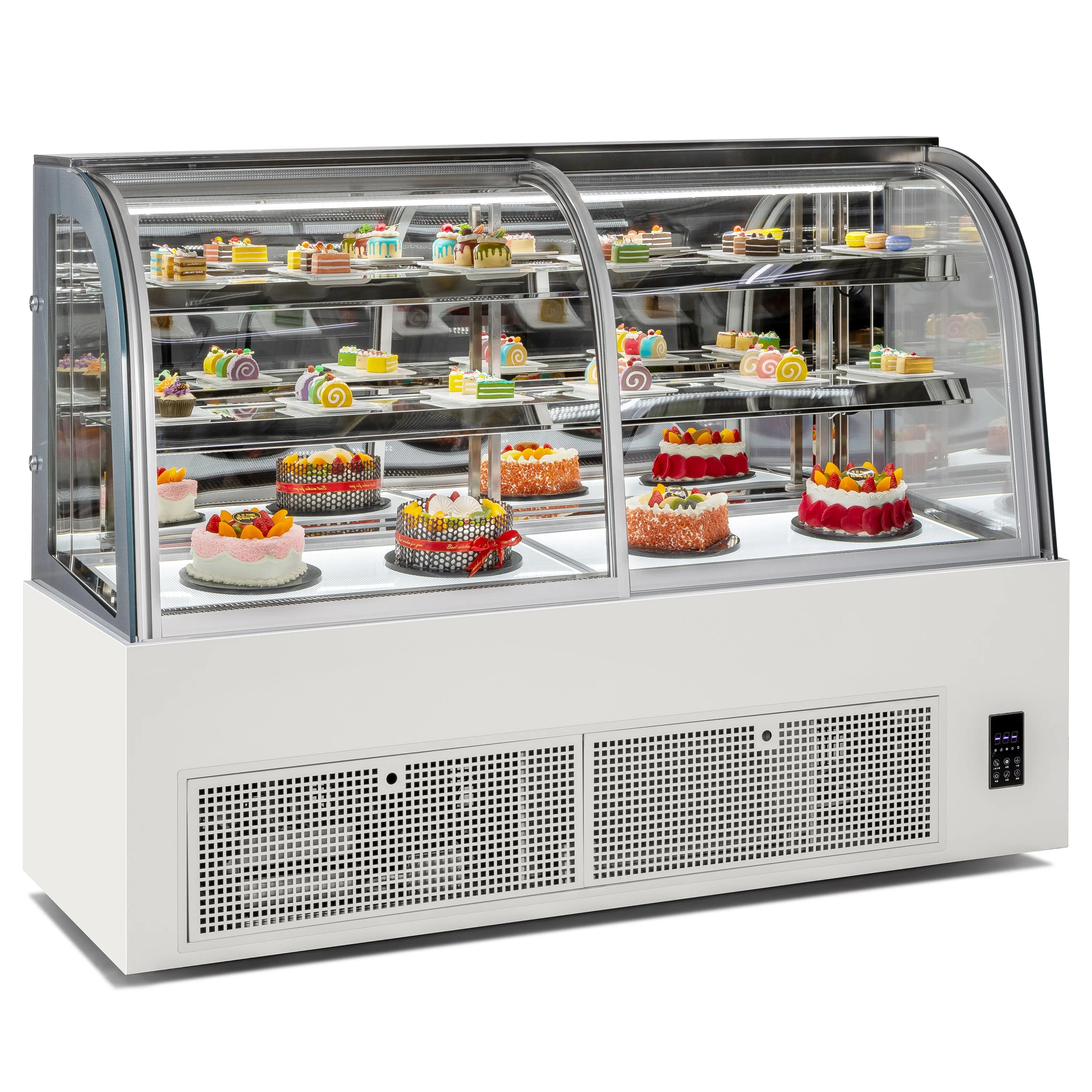 Arriart Refrigeration Equipment Bakery Showcase Curved Glass Cake Display Showcase Commercial Display Refrigeration