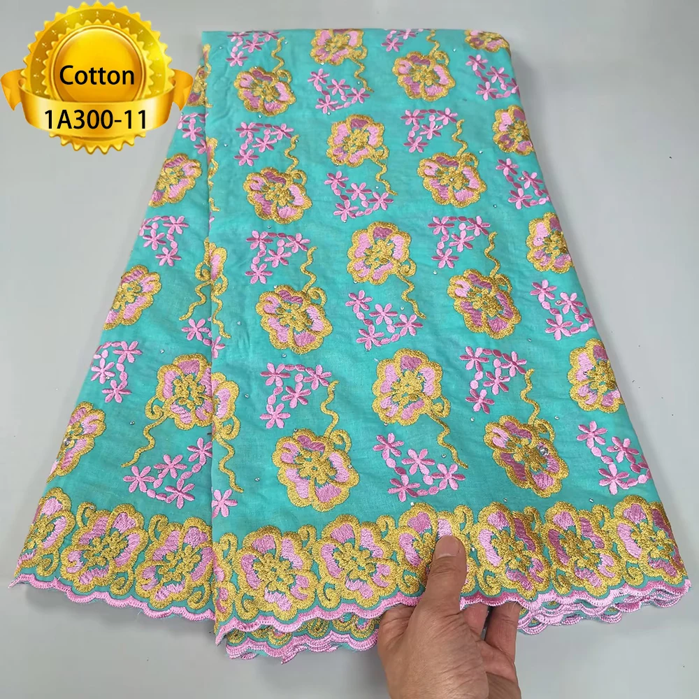 Pure White Embroidery Flower Stones African Nigerian Lace Fabric High Quality French Cotton Lace Fabric