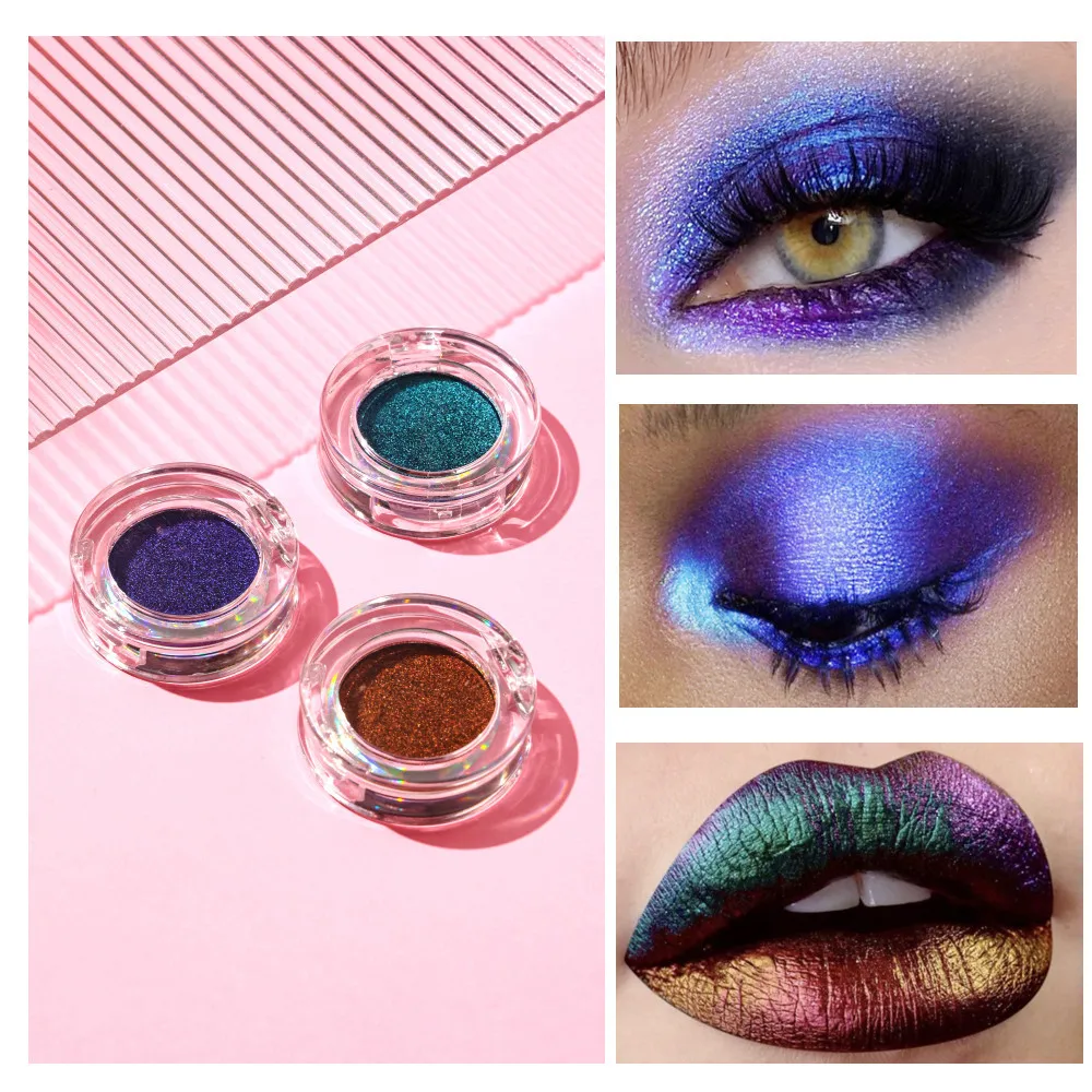 Wholesale 9 Colors Powder Duochrome Pigment Chameleon Single Glitter Highlighter Eyeshadow