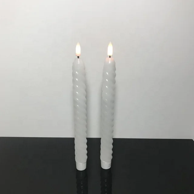 Home Decoration White Paraffin Wax Timer 5 Hours Flameless LED Taper Candle