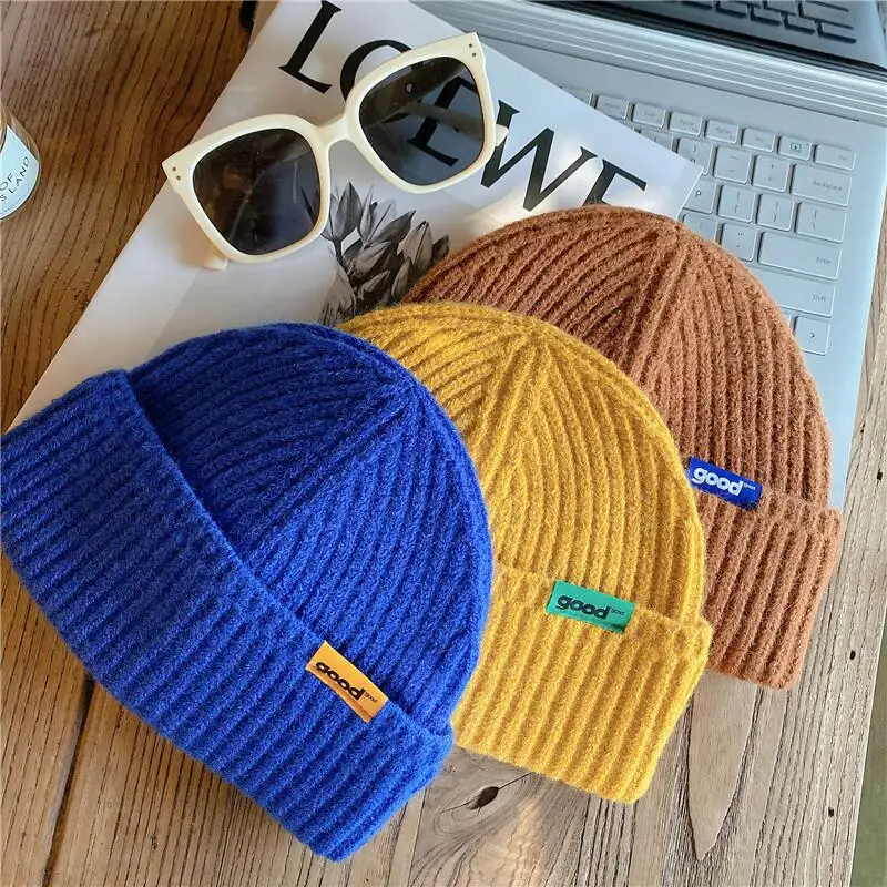 knitted merino wool hats custom logo beanie waffle knit beanie