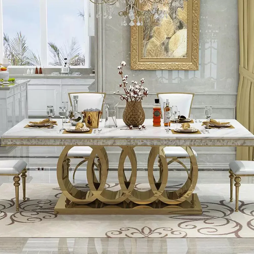 Morden Luxury Design Marble Top Dining 6 Chairs Table Set Dining Room Furniture Table And Chairs For Dining Room