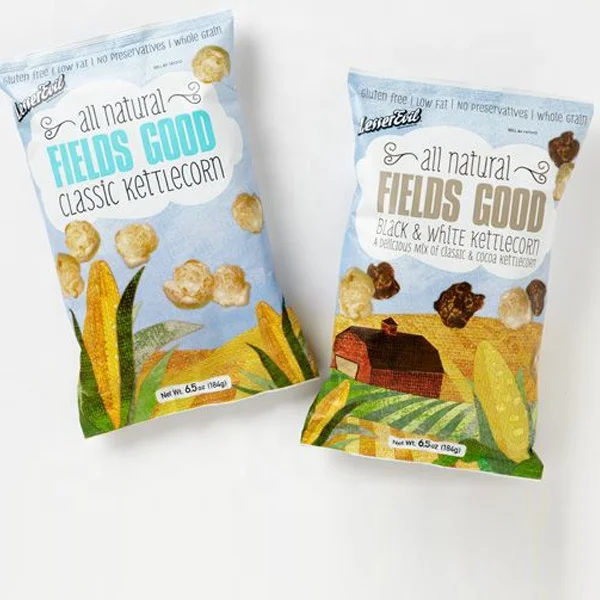 
2021 Фирменная ламинированная пищевая продукция, индивидуальная печать логотипа, миниатюрный пластиковый пакет для попкорна 