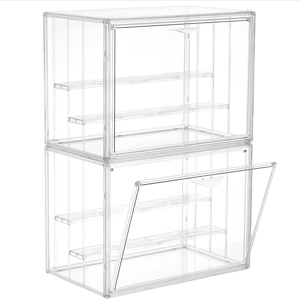 Wholesale Custom 3-Tier Countertop Stackable Dustproof Storage Organizer Clear Toy Display Boxes Acrylic Box With Lid