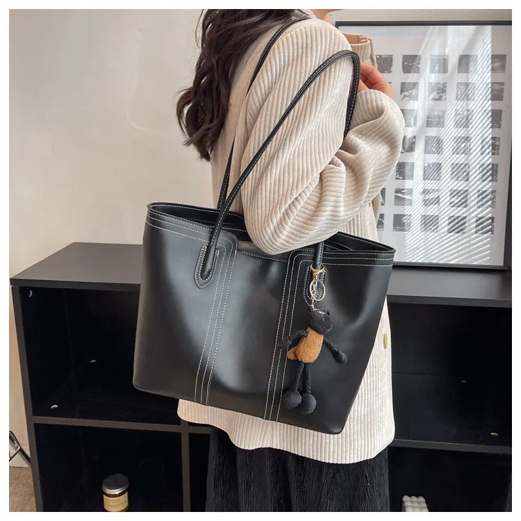 New Hot Ladies Large Pu Leather Tote Shoulder Bag Dropshipping Female Handbags Big Totes Bag With Zipper Handbags For Women