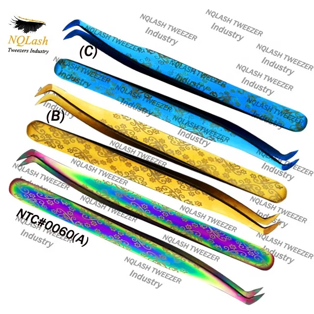 Latest Design Titanium Gold Color Eyelash Tweezers Japanese Stainless Steel Customer Choice Custom logo Plasma Plated  Pointed