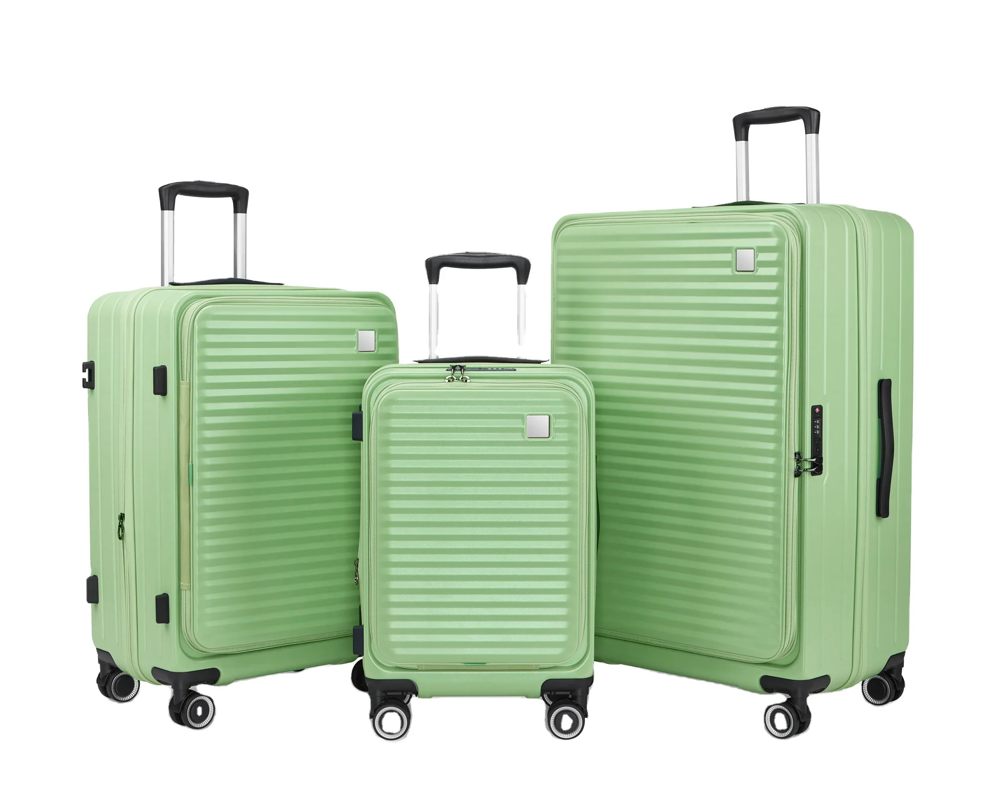 Large Capacity Expandable Front Opening Travel Trolley Case 3 Pcs Suitcase Set Laptop Compartment Travel Luggage