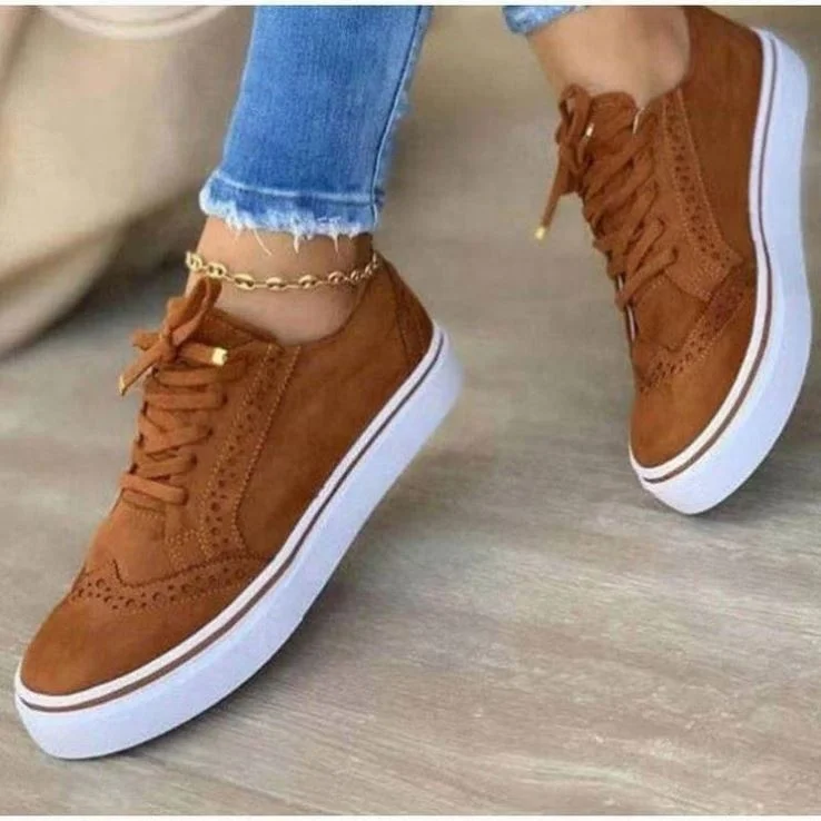 2025  Trend Hollow Lace Up Leather Custom Sport Running Ladies Sneakers Casual Shoes For Women