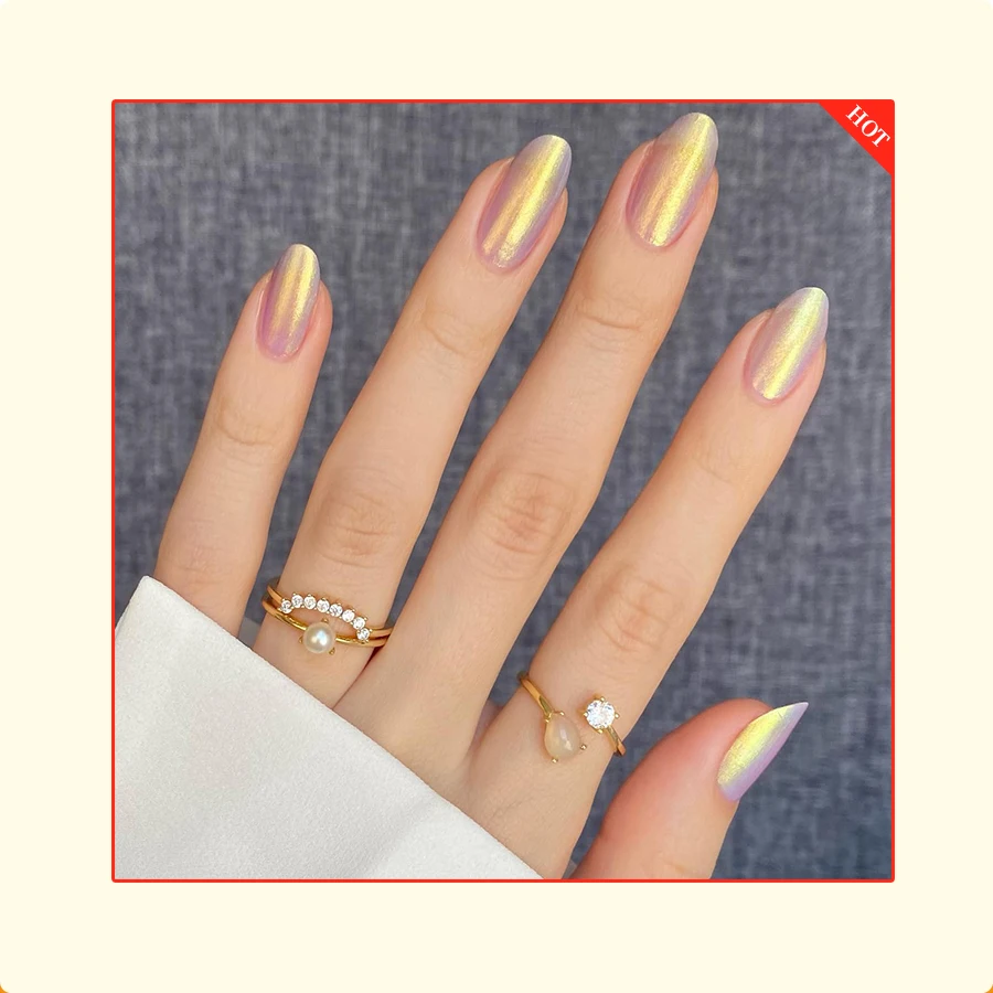 Nail Supplier Wholesale Price Designed Chrome  Oval Shape Salon Quality Faux OnglesPress On Nails