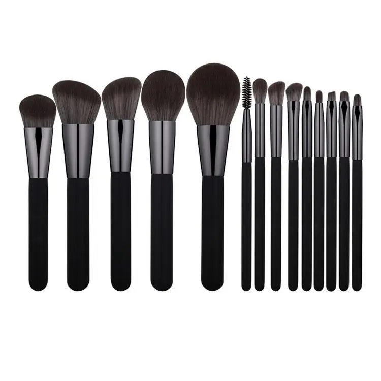14 Pcs Personalised Custom Synthetic Black Makep Brush Set Beauty Tools