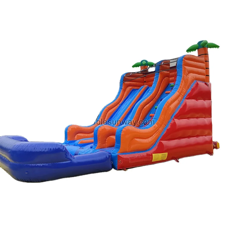 Надувная наружная водная горка из ПВХ с бассейном для детского парка развлечений торгового центра или жилых районов